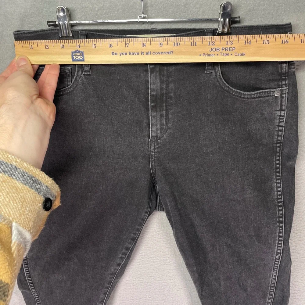 Gap 1969 True Skinny Jeans Mens 32 Black Stretch Denim Ankle Raw Hem